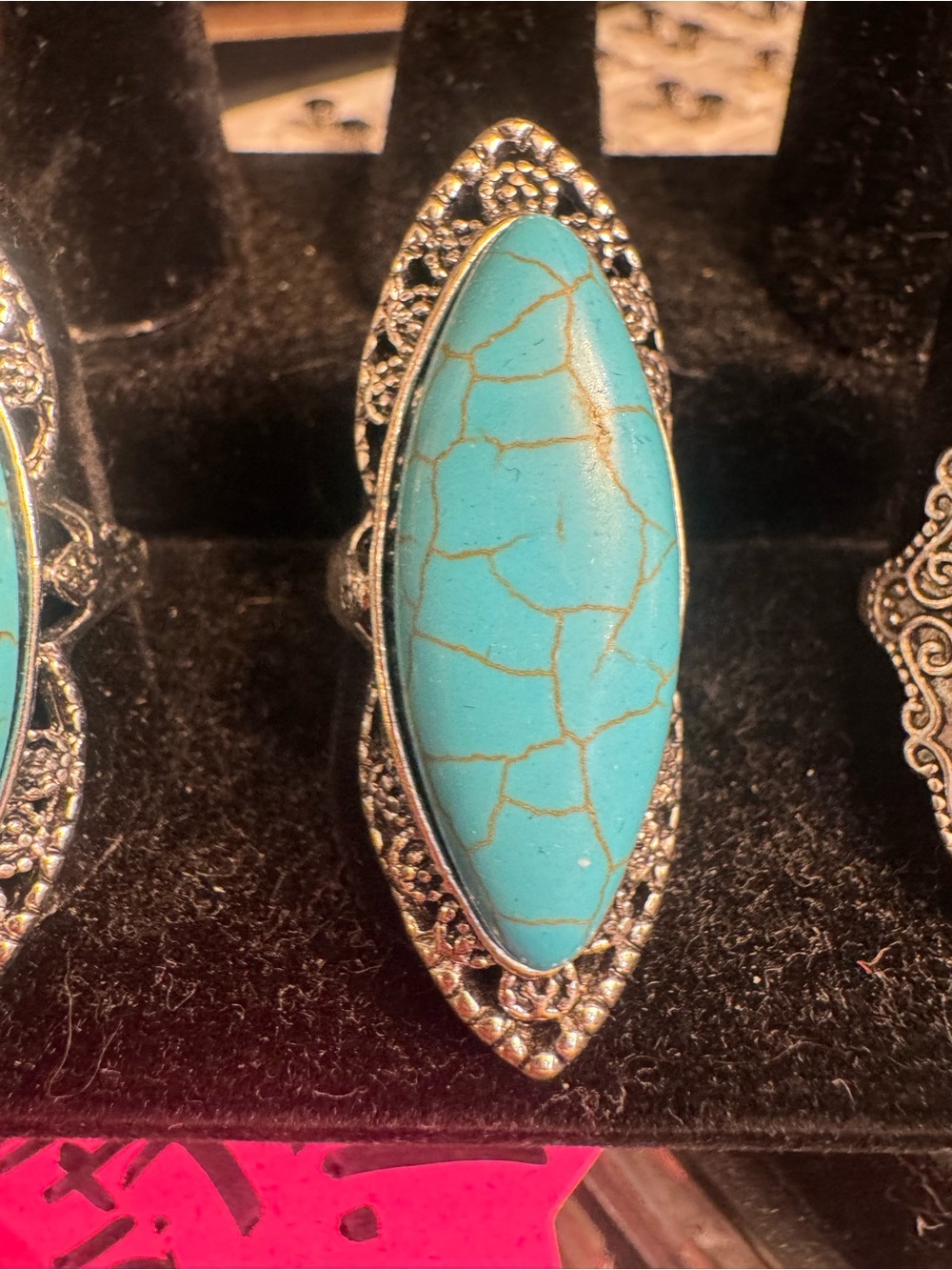 Turquoise Oval Marquise Statement Ring